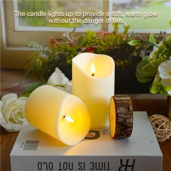 9pcs Flameless LED Candles with Remote - Realistic Ivory Plastic Home Decor - Picture 4 of 7